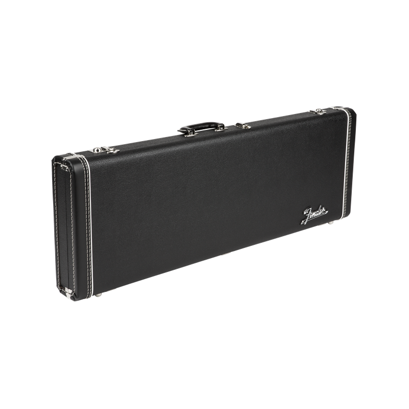 Fender G&G Deluxe Strat/Tele Hardshell Case, Left Handed, Black with Orange Plush Interior - 1