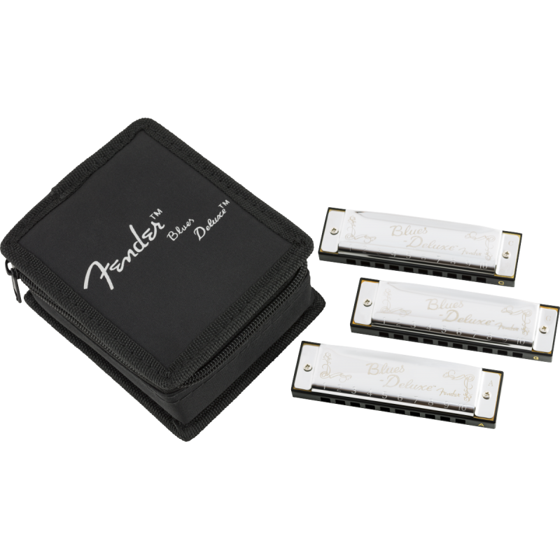 Fender Blues Deluxe Harmonicas 3-Pack with Case - 1