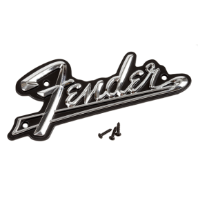 Fender Fender® Black Panel Amplifier Logo, Silver/Black - 1