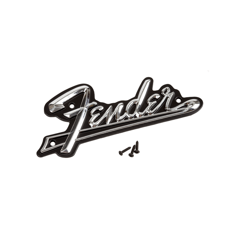 Fender Fender® Black Panel Amplifier Logo, Silver/Black - 1