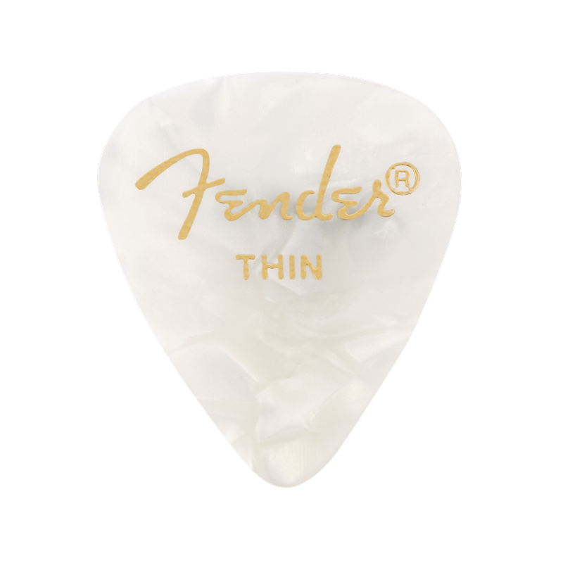 Fender Premium Celluloid 351 Shape Picks, Thin, White Moto, 144-Pack - 1