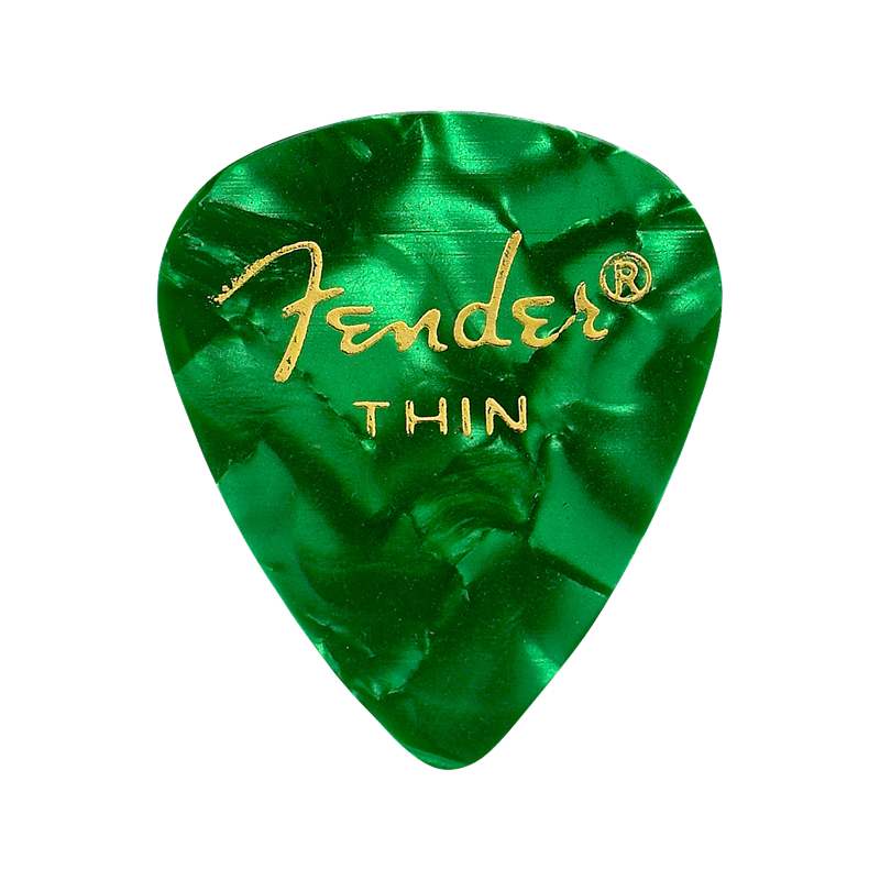 Fender Premium Celluloid 351 Shape Picks, Thin, Green Moto, 12-Pack - 1