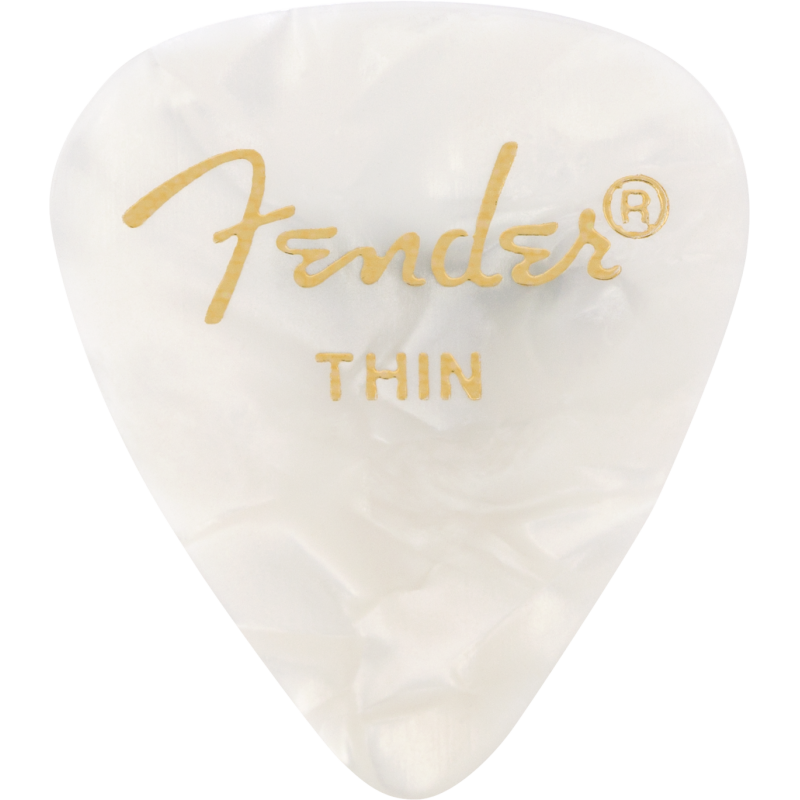 Fender Premium Celluloid 351 Shape Picks, Thin, White Moto, 12-Pack - 1