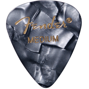 Fender Premium Celluloid 351 Shape Picks, Medium, Black Moto, 12-Pack - 1