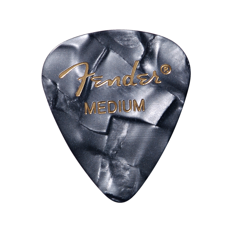 Fender Premium Celluloid 351 Shape Picks, Medium, Black Moto, 12-Pack - 1