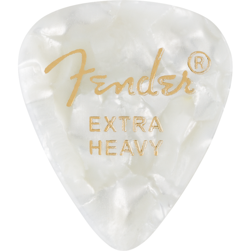 Fender 351 Shape Premium Picks, Extra Heavy, White Moto, 12 Count - 1