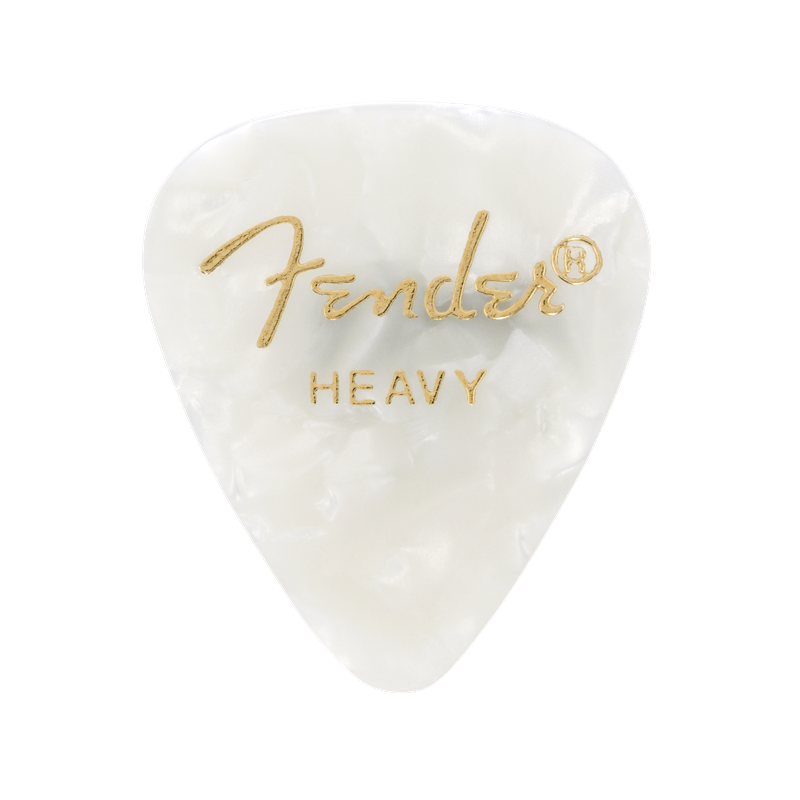 Fender Premium Celluloid 351 Shape Picks, Heavy, White Moto, 12-Pack - 1