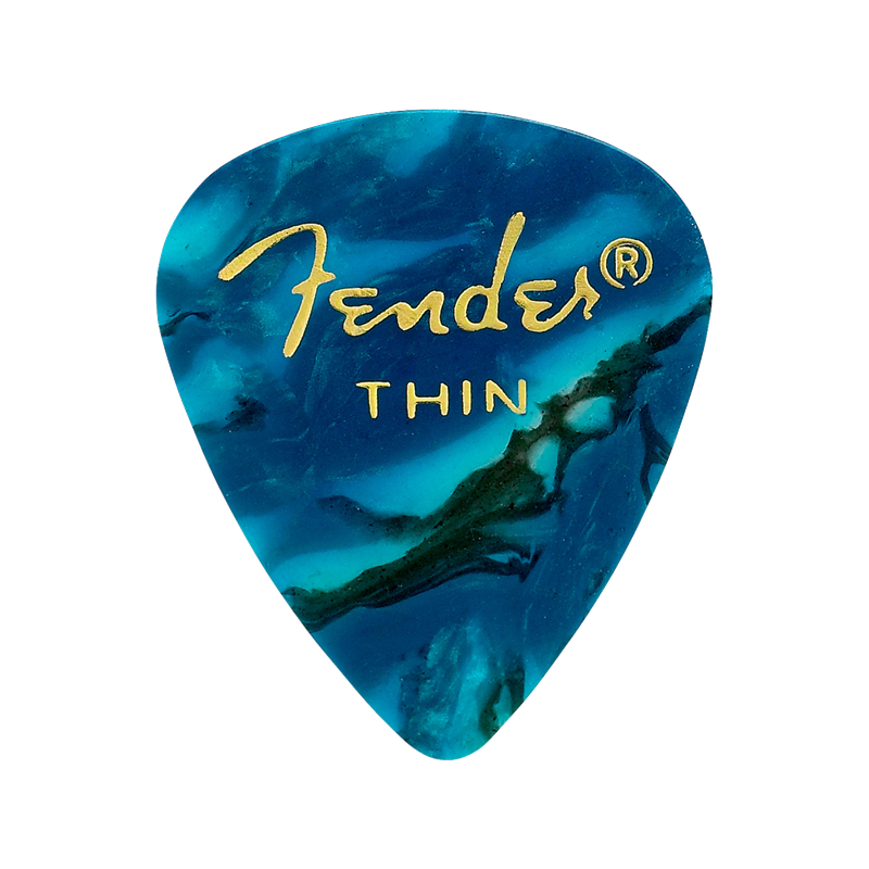 Fender Premium Celluloid 351 Shape Picks, Thin, Ocean Turquoise, 12-Pack - 1