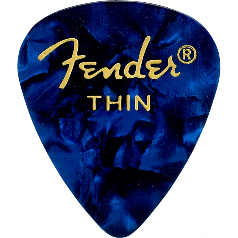 Fender Premium Celluloid 351 Shape Picks, Thin, Blue Moto, 12-Pack - 1