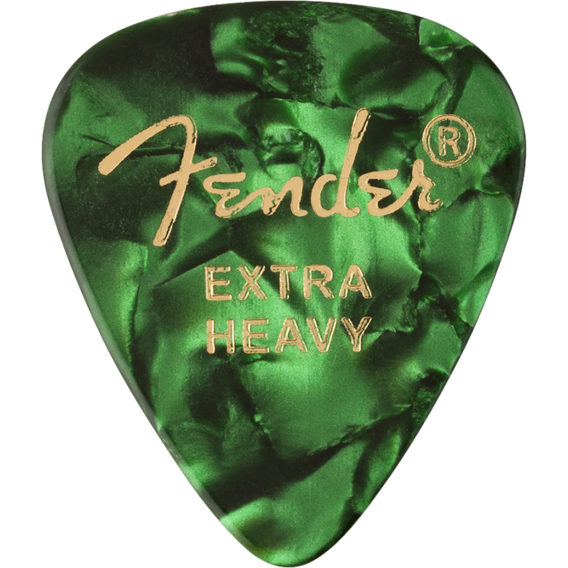 Fender 351 Shape Premium Picks, Extra Heavy, Green Moto, 12 Count - 1