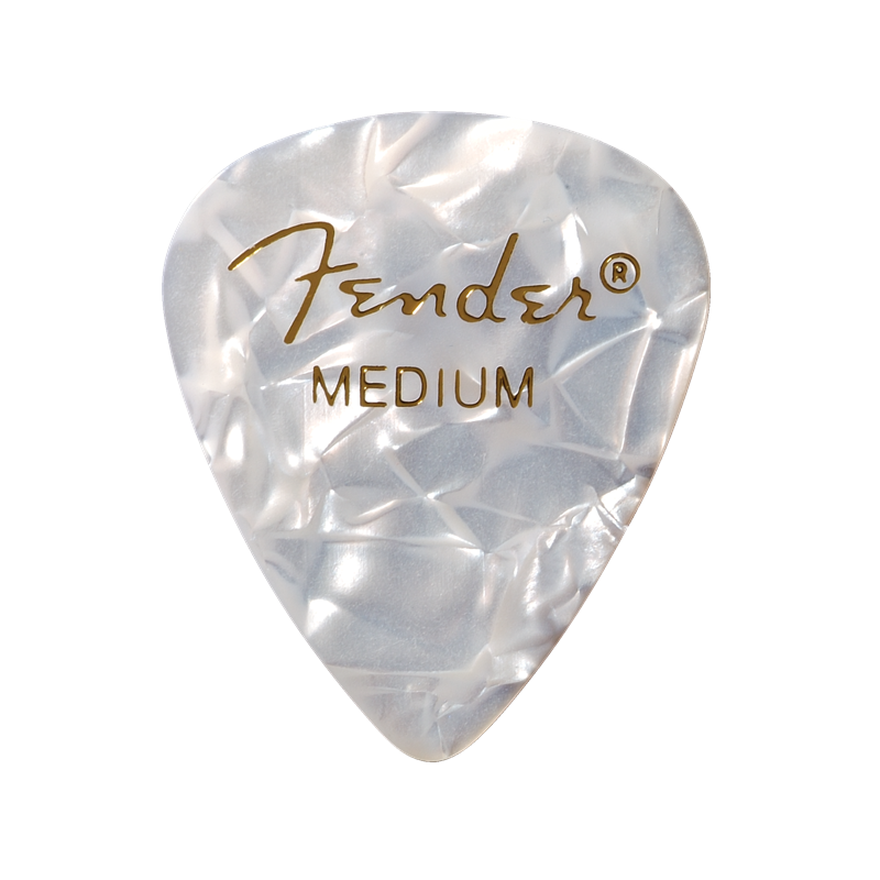 Fender Premium Celluloid 351 Shape Picks, Medium, White Moto, 12-Pack - 1