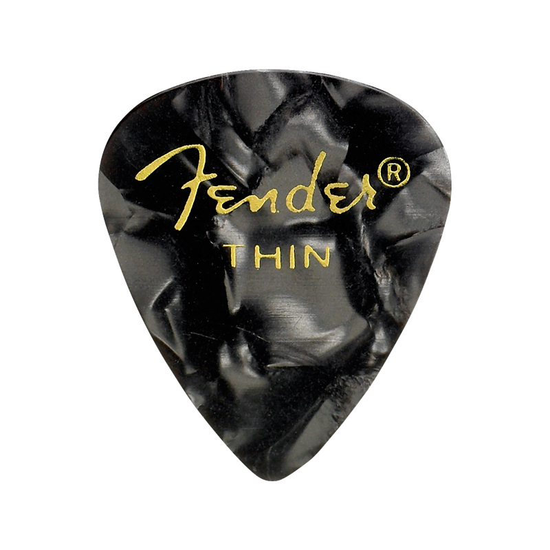 Fender Premium Celluloid 351 Shape Picks, Thin, Black Moto, 12-Pack - 1