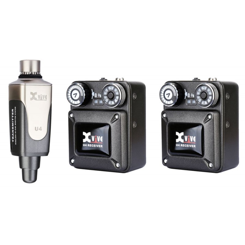 XVive U4 In-Ear Monitor Wireless System - Bundle, 1x Transmitter + 2x Receiver - 4