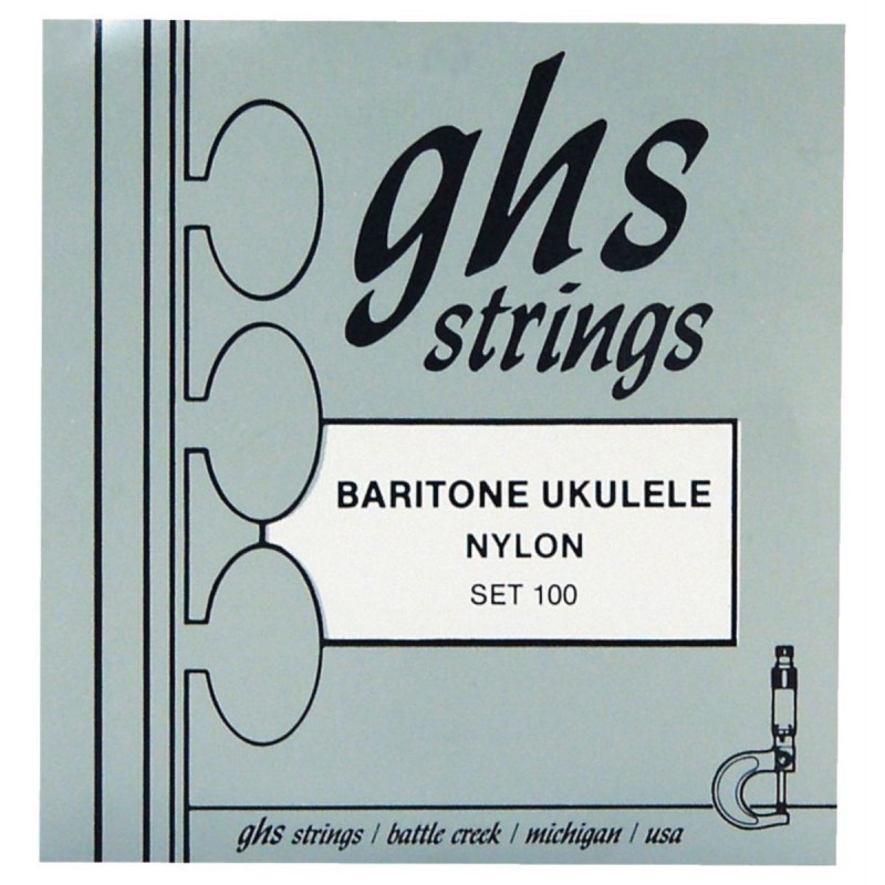 GHS Ukulele Nylon Tie-Ends - Ukulele String Set, Baritone, Black Nylon - 1