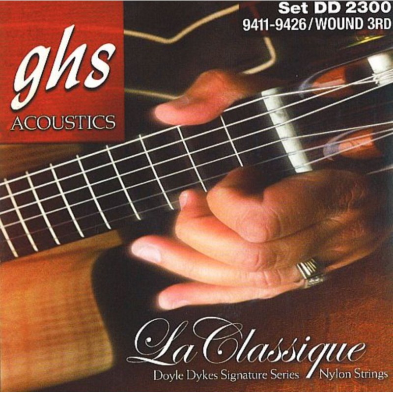 GHS La Classique - Doyle Dykes Signature - Classical Guitar String Set, Tie-On, wound 3rd G-String - 1