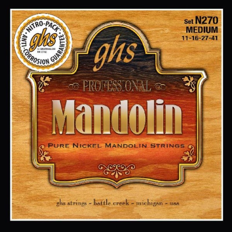 GHS Professional - N270 - Mandolin String Set, Loop End, Pure Nickel, Medium, .011-.041 - 1