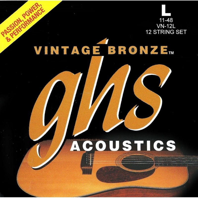 GHS Vintage Bronze - VN-12LAcoustic Guitar String Set, 12-String, Light, .011-.048 - 1