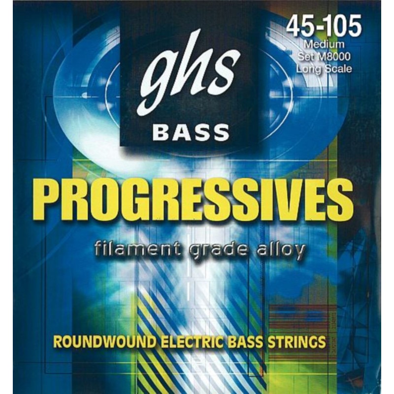 GHS Progressives - M8000 - Bass String Set, 4-String, Medium, .045-.105 - 1