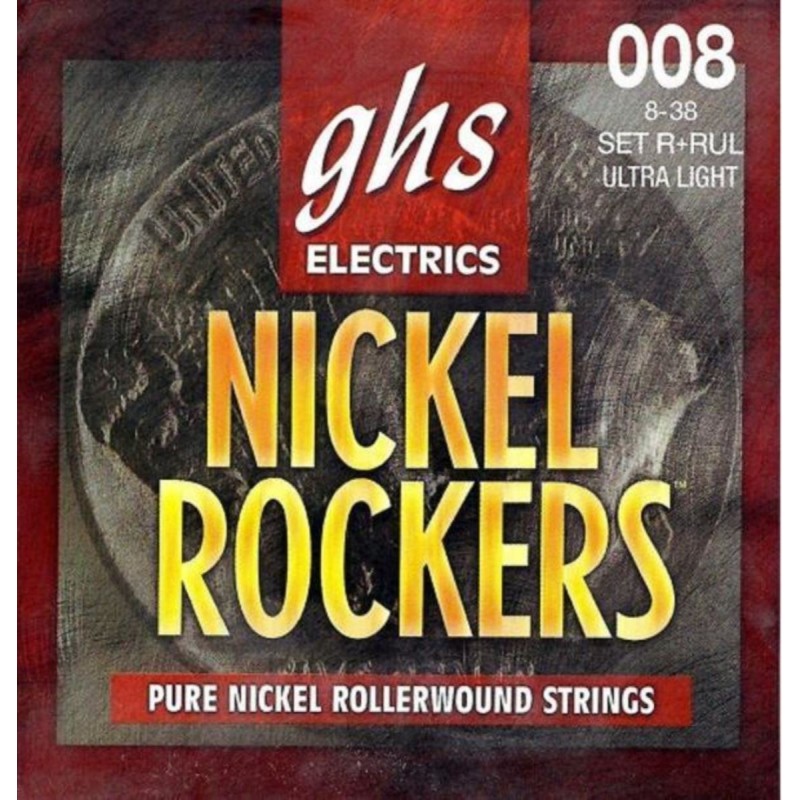 GHS Nickel Rockers - R+RUL - Electric Guitar String Set, Ultra Light, .008-.038 - 1