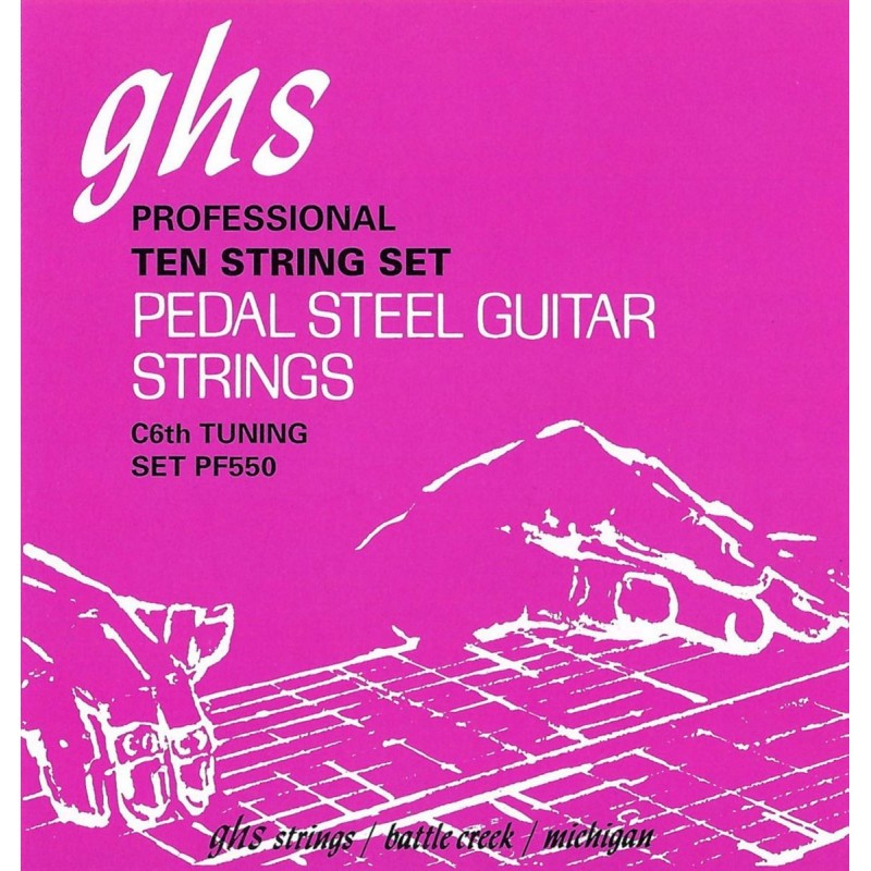 GHS Pedal Steel Nickel Rockers - PF550 - Pedal Steel Guitar String Set, 10-Strings, C6 Tuning, .015-.070 - 1