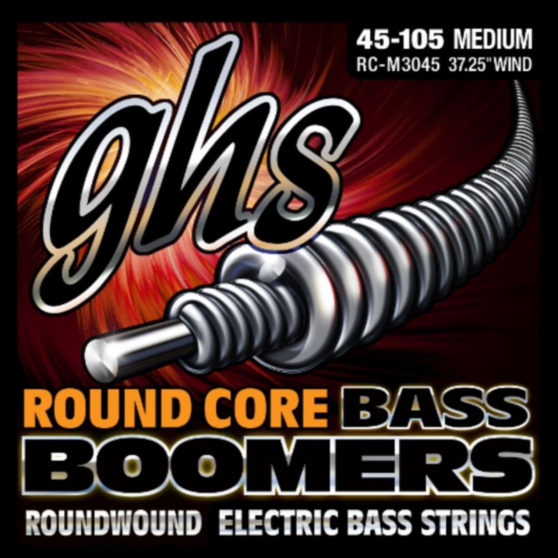 GHS Round Core Bass Boomers - RC-M3045 - Bass String Set, 4-String, Medium, .045-.105 - 1