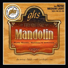 GHS Professional - N250 - Mandolin String Set, Loop End, Pure Nickel, Medium Light, .0105-.039 - 1