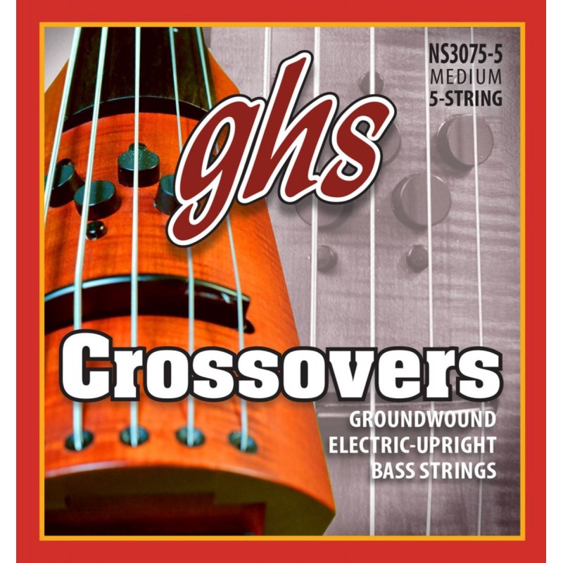 GHS Crossovers - NS6075-5 - Electric Upright Bass String Set, 5-String, Regular, .047-.127 - 1