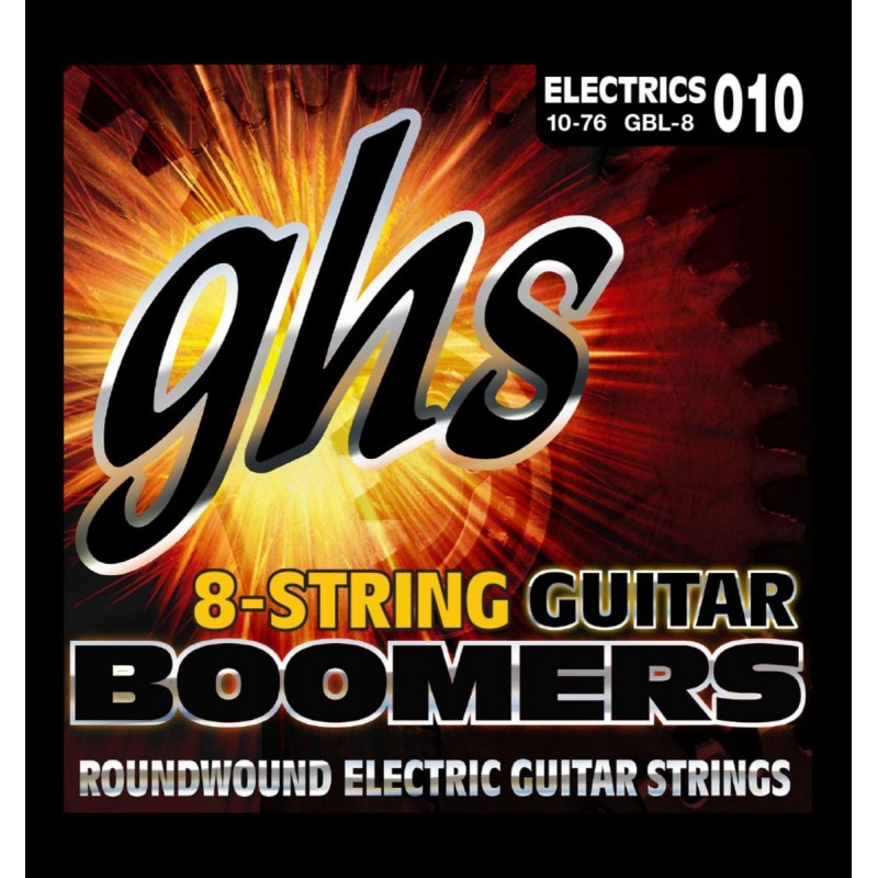 GHS Guitar Boomers - GB8L - Electric Guitar String Set, 8-String, Light, .010-.076 - 1