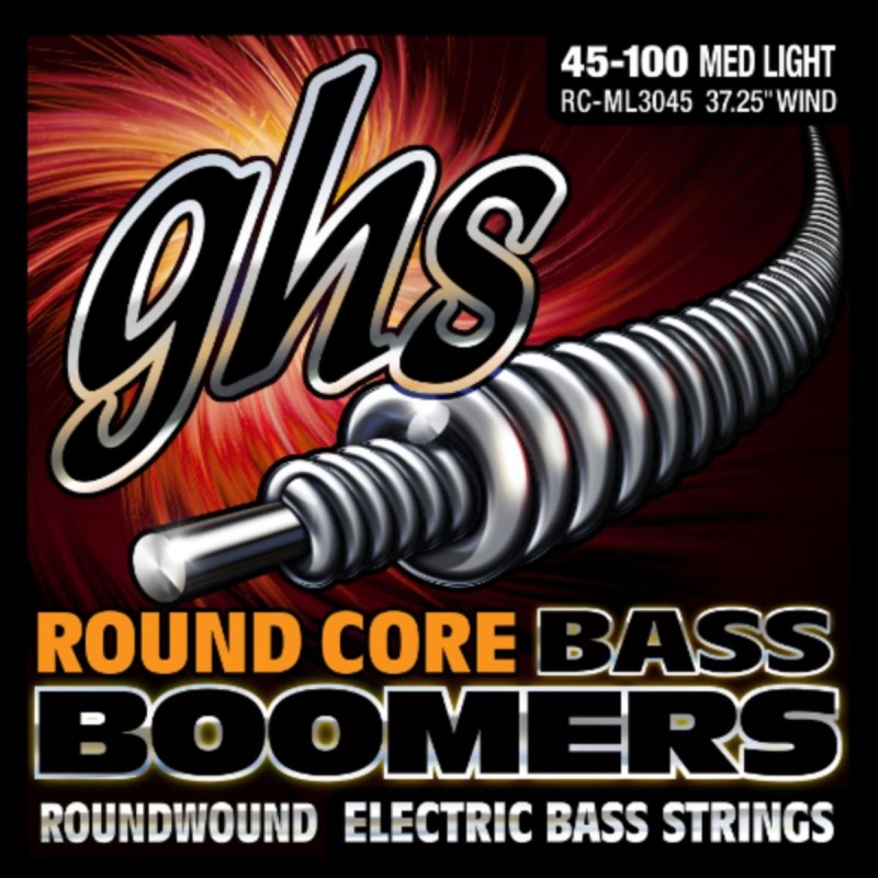 GHS Round Core Bass Boomers - RC-ML3045 - Bass String Set, 4-String, Medium Light, .045-.100 - 1