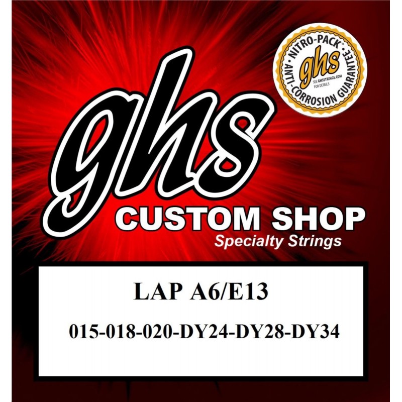 GHS Strings Electric Lap Steel String Set (LAP-A6/E13), Nickel-Plated Steel - A6/E13 Tuning, 015-034 - 1