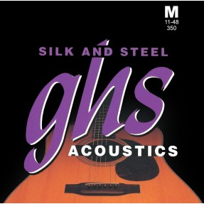 GHS Silk and Steel - 350 - Acoustic Guitar String Set, Silver-plated Copper, Medium, .011-.048 - 1