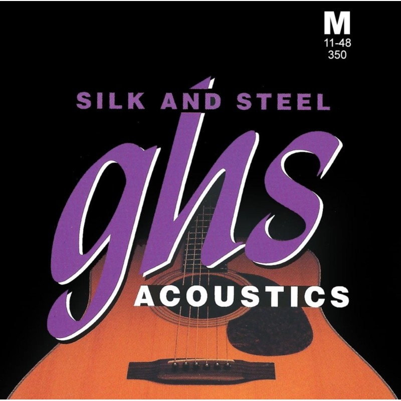 GHS Silk and Steel - 350 - Acoustic Guitar String Set, Silver-plated Copper, Medium, .011-.048 - 1