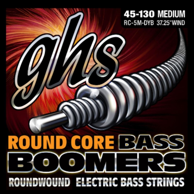 GHS Round Core Bass Boomers - RC-5M-DYB - Bass String Set, 5-String, Medium, .045-.130 - 1