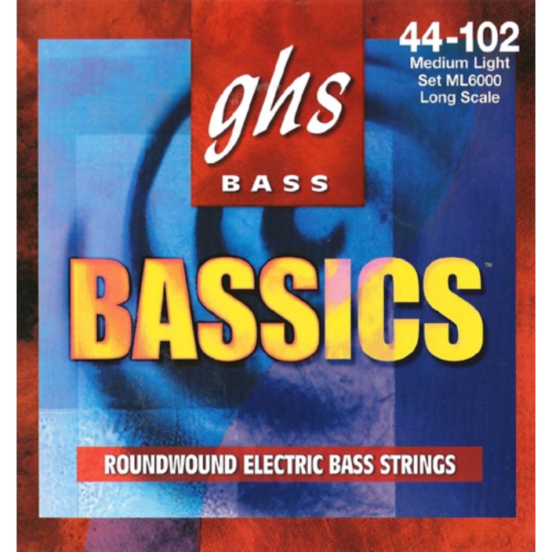 GHS Bassics - ML6000 - Bass String Set, 4-String, Medium Light, .044-.102 - 1