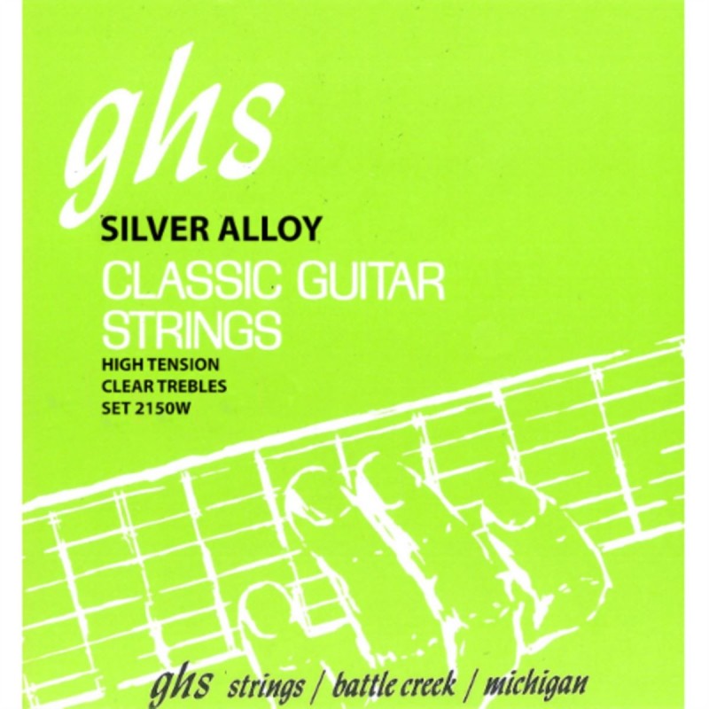 GHS Silver Alloy - Classical Guitar String Set, Tie-On, Silver Plated Copper Basses, High Tension - 1