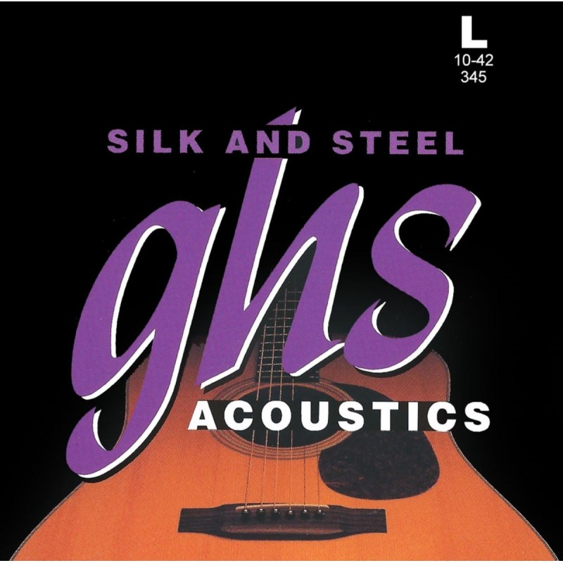 GHS Silk and Steel - 345 - Acoustic Guitar String Set, Silver-plated Copper, Light, .010-.042 - 1