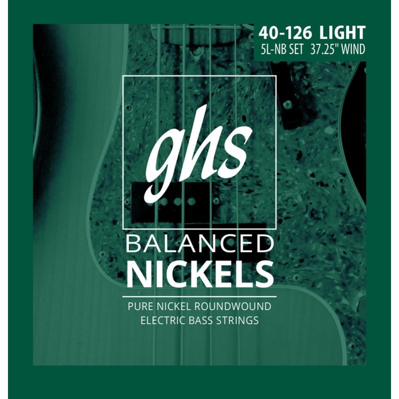 GHS Balanced Nickels - 5L-NB - Bass String Set, 5-String, Light, .040-.126 - 1