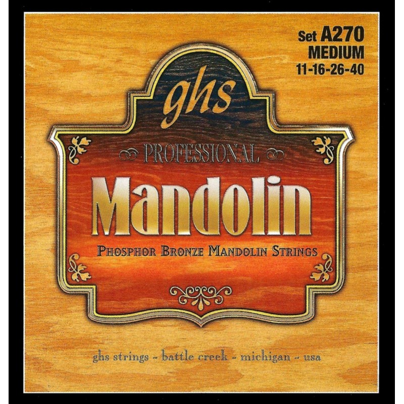 GHS Professional - A270 - Mandolin String Set, Loop End, Phosphor Bronze, Medium, .011-.040 - 1