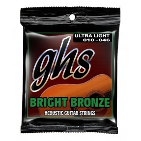 GHS Bright Bronze - BB10U - Acoustic Guitar String Set, 80/20 Bronze, Ultra Light, .010-.046 - 1