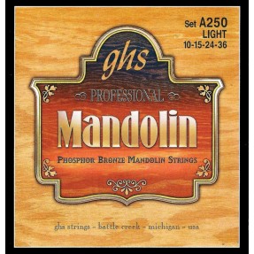 GHS Professional - A250 - Mandolin String Set, Loop End, Phosphor Bronze, Light, .010-.036 - 1