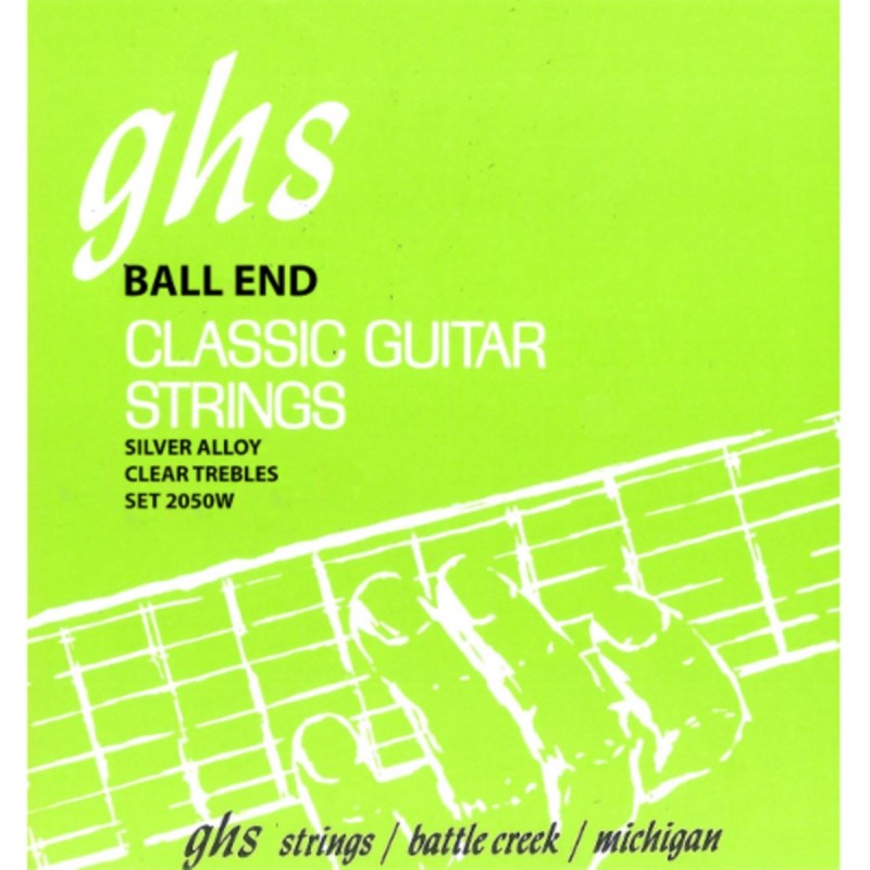 GHS Silver Alloy - Classical Guitar String Set, Ball End, Silver Plated Copper Basses, High Tension - 1