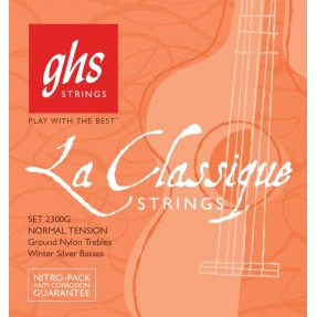 GHS La Classique - 2300G - Classical Guitar String Set, Tie-On, Ground Trebles, Medium High Tension - 1