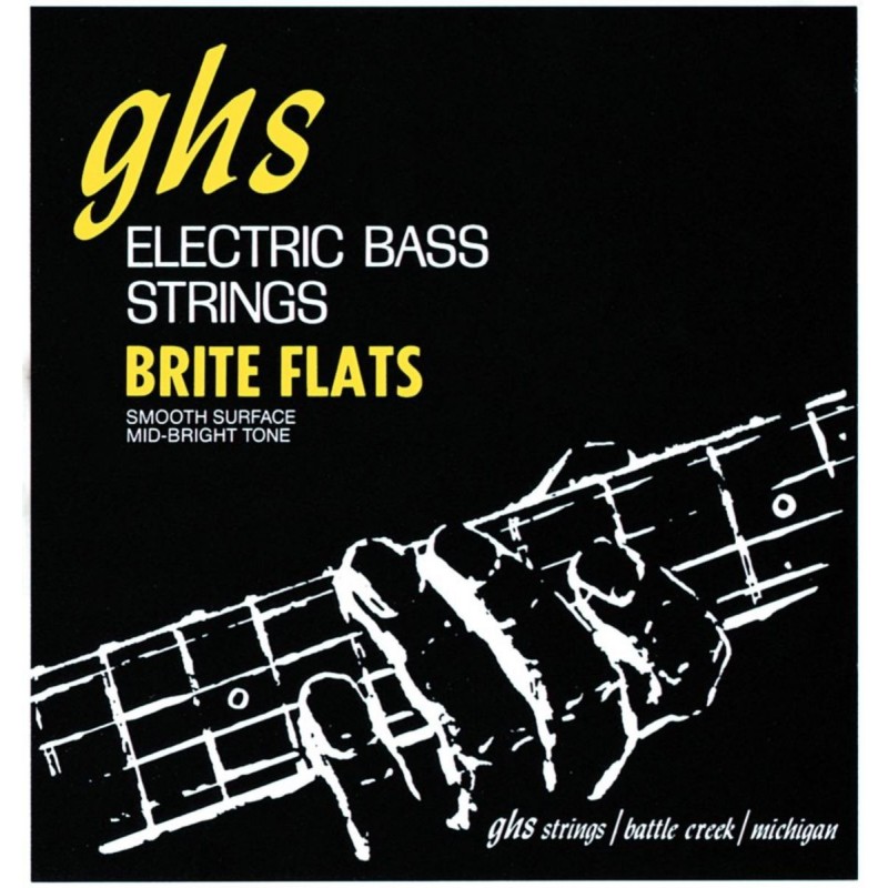 GHS Brite Flats - M3075 - Bass String Set, 4-String, Medium, .049-.108 - 1