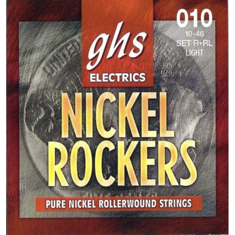 GHS Nickel Rockers - R+RL - Electric Guitar String Set, Light, .010-.046 - 1