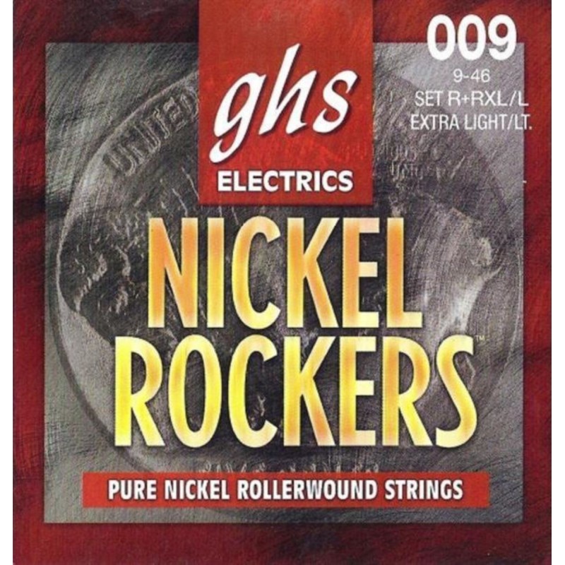 GHS Nickel Rockers - R+RXL/L - Electric Guitar String Set, Extra Light / Light, .009-.046 - 1