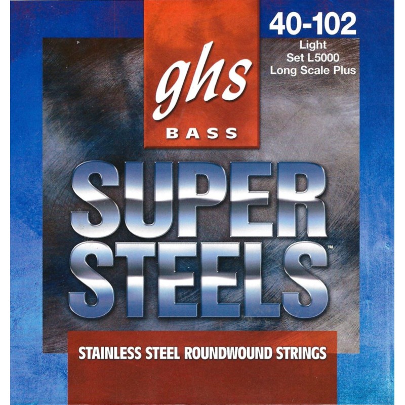 GHS Super Steels - L5000 - Bass String Set, 4-String, Light, .040-.102 - 1