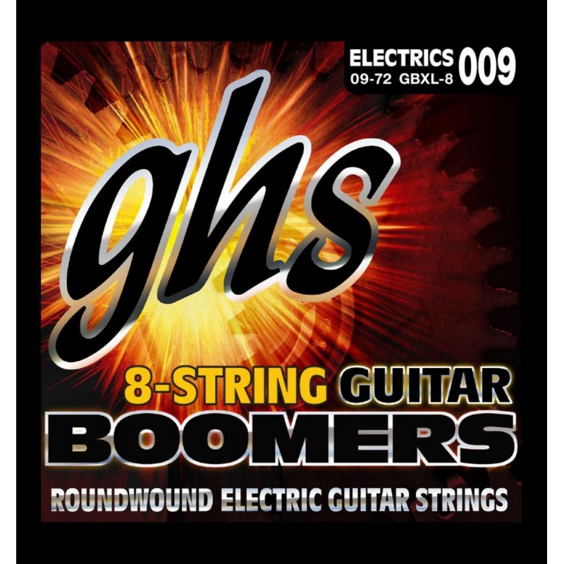 GHS Guitar Boomers - GB8XL - Electric Guitar String Set, 8-String, Extra Light, .009-.072 - 1