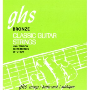 GHS Silver Alloy - Classical Guitar String Set, Tie-On, Phosphor Bronze Basses, High Tension - 1