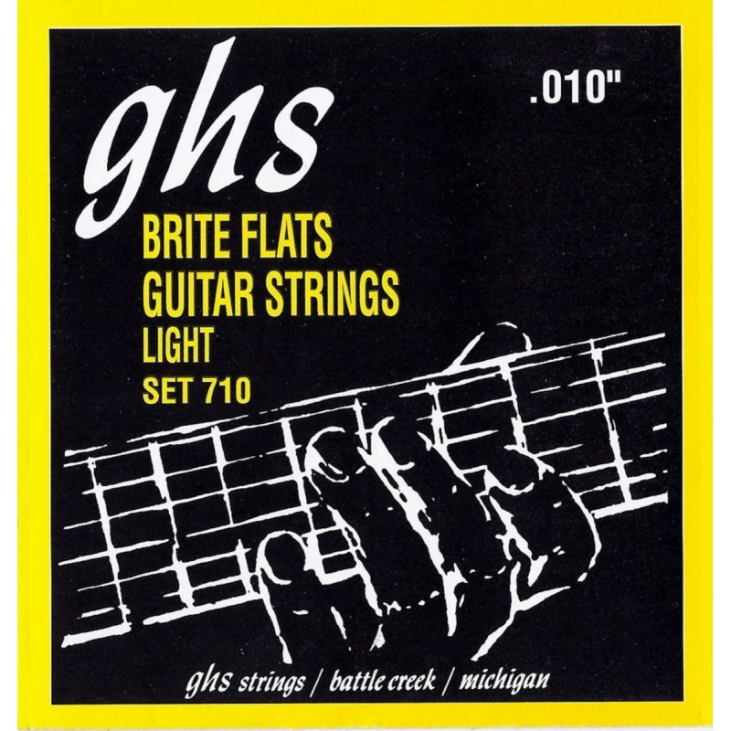 GHS Brite Flats - 710 - Electric Guitar String Set, Light, .010-.046 - 1