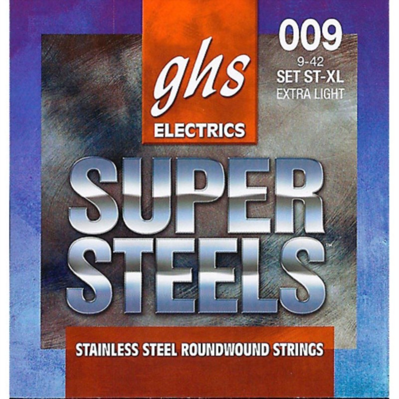 GHS SUPER STEELS - ST-XL -* Electric Guitar String Set, Extra Light, .009-.042 - 1